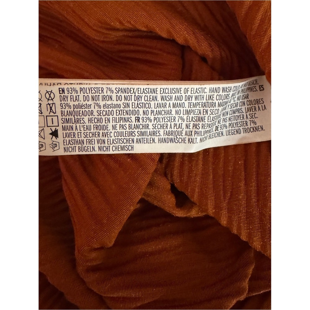 Velvet Plisse Off the Shoulder Bell Sleeve Crop Top S Orange 70s Whimsy Festival - Picture 5 of 5